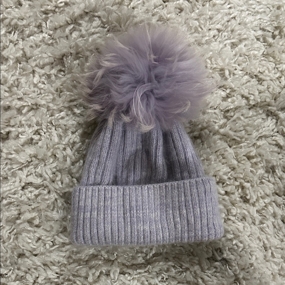 Cozy Lavender Knit Pom-Pom Beanie